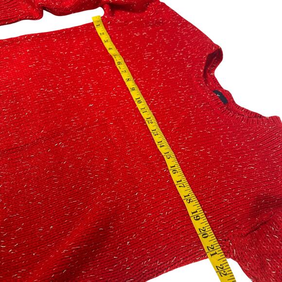 American Eagle Sweater Red Metallic Crew Neck Winter Vintage Boyfriend Womens L - Picture 11 of 13